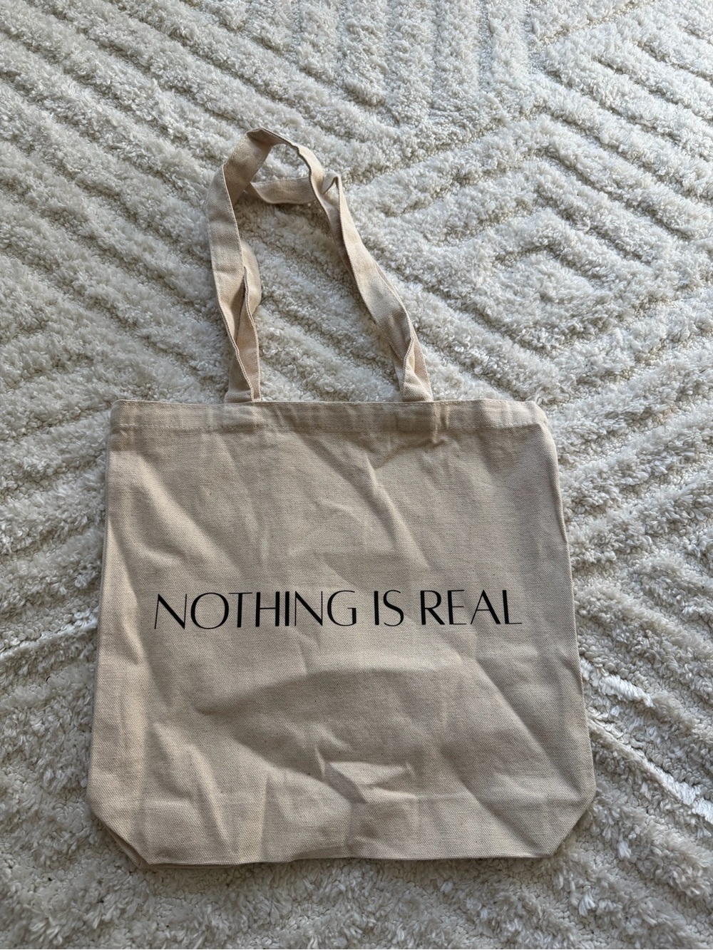 NEW Nothing Is Real Canvas Tote Bag - Beige